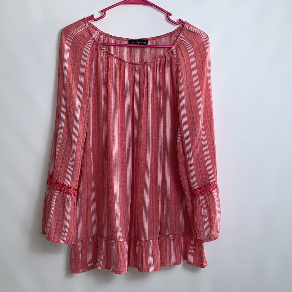 Fred Davis striped pink blouse size M